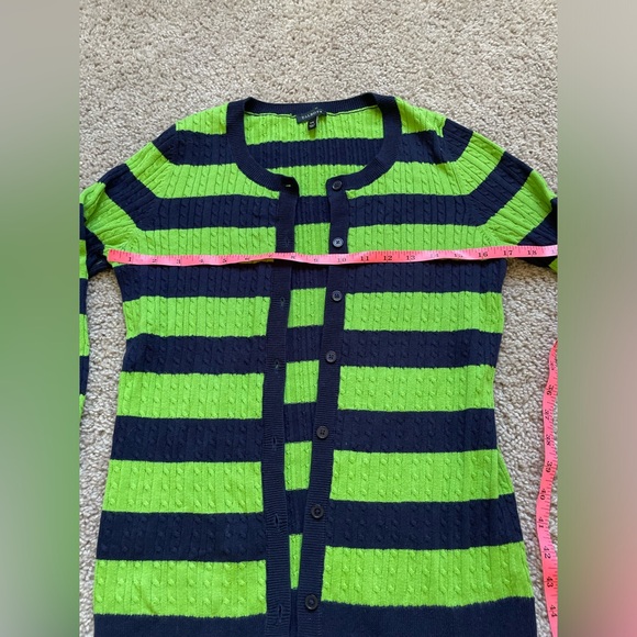 Talbots cardigan size xs green and navy sweater - Picture 3 of 6